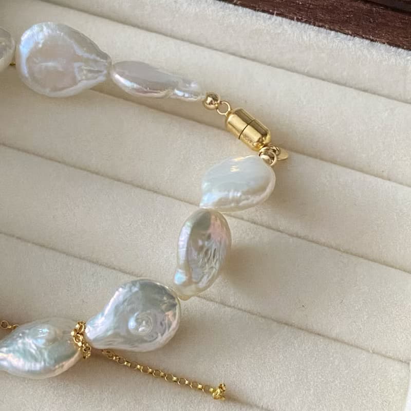 Amelia Jewelry丨親愛的波塞冬 14KGF皺皮巴洛克珍珠手鍊