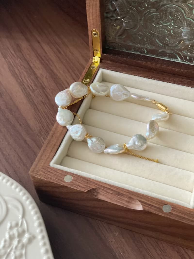 Amelia Jewelry丨親愛的波塞冬 14KGF皺皮巴洛克珍珠手鍊