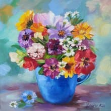 Wild Flowers Painting Flower Original Art Canvas Still life Oil Artwork Bouquet
