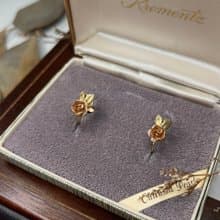 Krementz雙葉玫瑰耳環