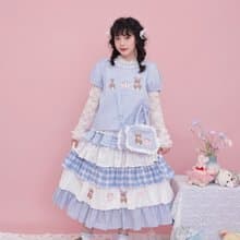 甜美少女 小熊刺繡蛋糕半裙