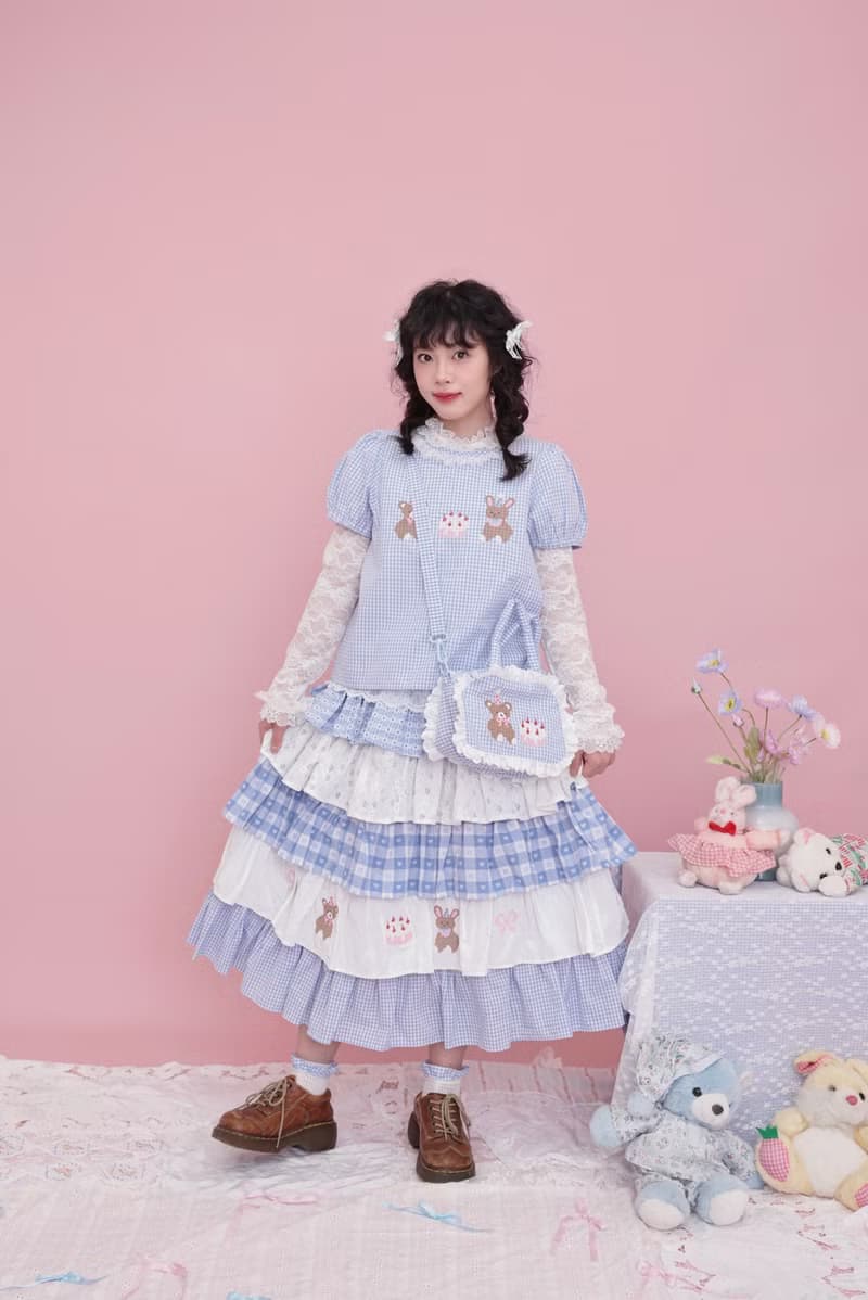 甜美少女 小熊刺繡蛋糕半裙
