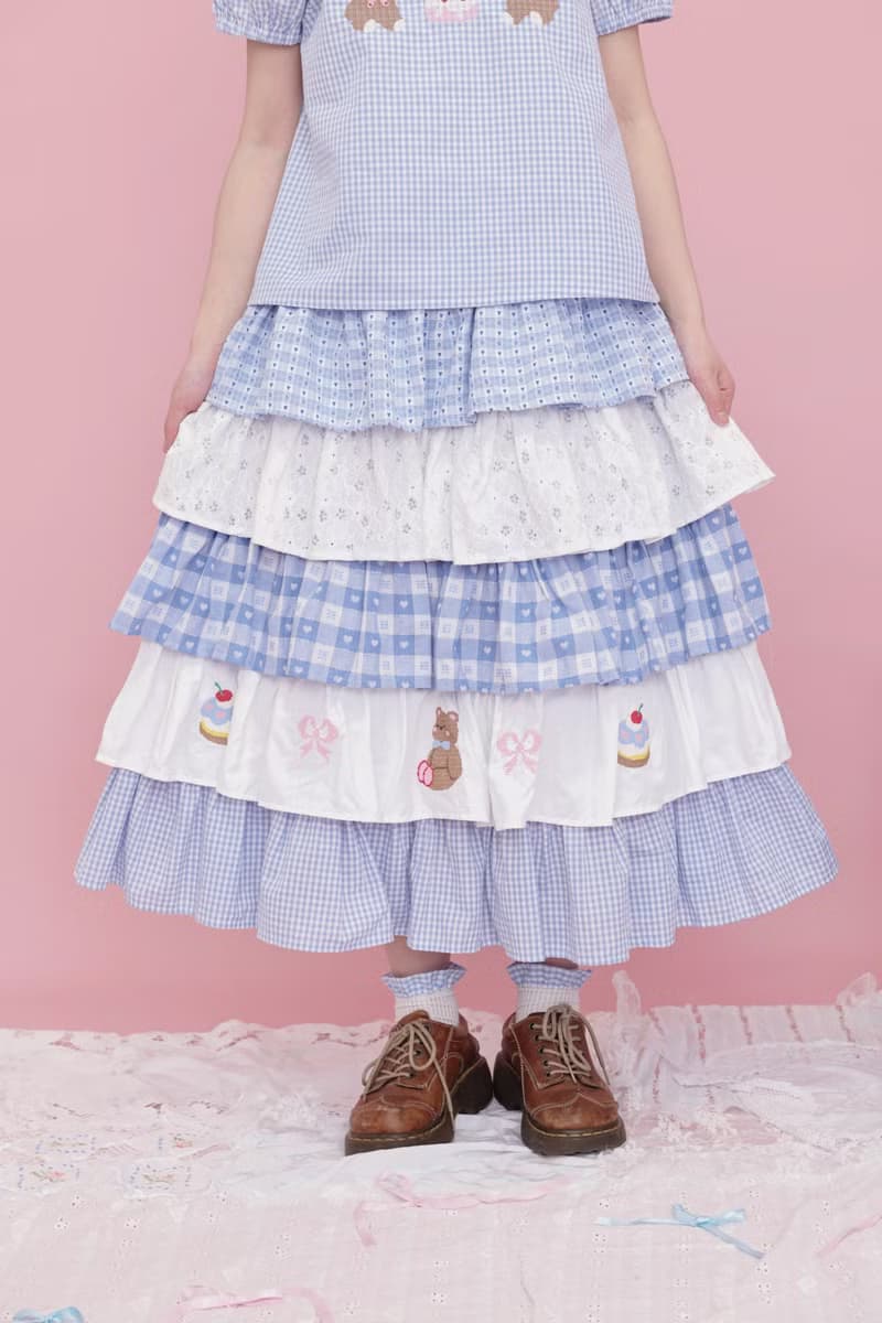 甜美少女 小熊刺繡蛋糕半裙