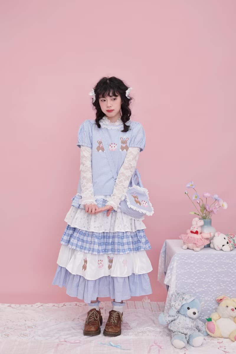 甜美少女 小熊刺繡蛋糕半裙