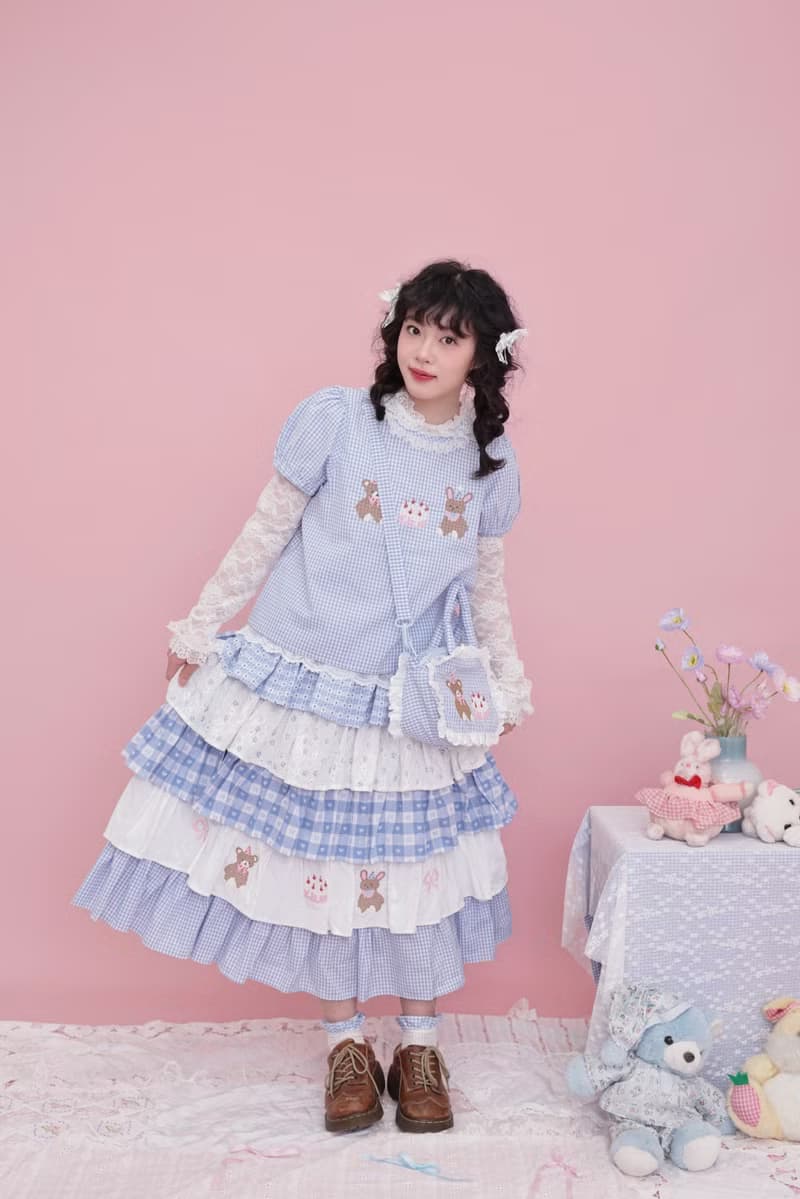 甜美少女 小熊刺繡蛋糕半裙