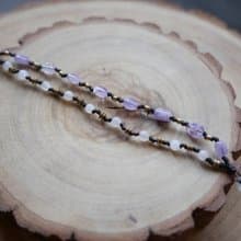 ~森蔓系列~薰衣草紫水晶 l 月光石 l 蠟線編織 l 手環 l 訂製款