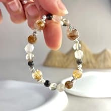 銅髮晶 黃水晶 兔毛幽靈天然水晶手鍊/招財 減少焦慮 增加自信