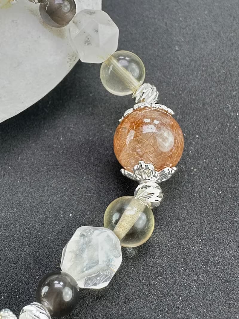 銅髮晶 黃水晶 兔毛幽靈天然水晶手鍊/招財 減少焦慮 增加自信