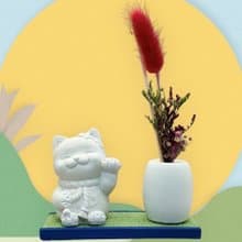 禪風設計 仿真榻榻米版香氛組 純日系風花耳招財貓 居家涼感提升