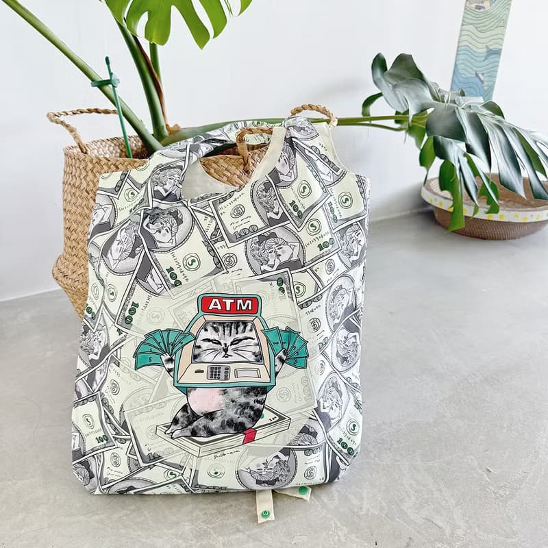 /新布料/  Dollar dollar bills 環保收納購物袋