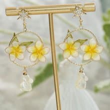 【雞蛋花耳飾】手工原創耳飾銅線樹脂 優雅 耳環/耳夾飾品禮物