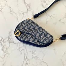 稀有中古包 Dior深藍老花馬鞍包 單肩包 側背包 斜背包 古董二手