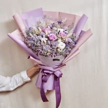 經典浪漫芋紫色-乾燥花束/永生花束-情人節禮物-求婚花束
