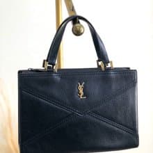 【 日本直送　名牌中古包 】Yves Saint Laurent イヴ・サンローラン ハンドバッグ ブラック YSL レザー vintage  kcehbp