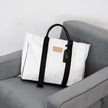 Daydreaming Oversized Canvas Leather Weekender Bag - Black & White