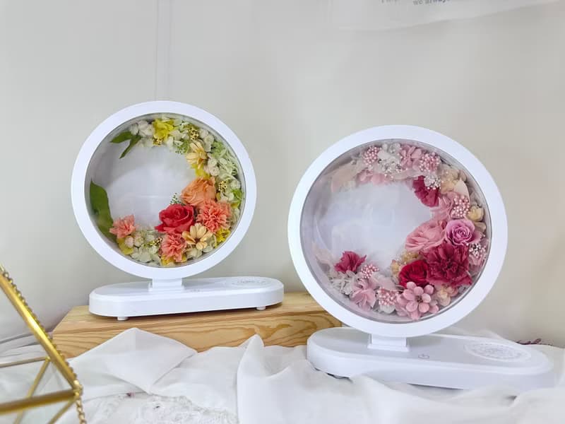 花好月圓永生花花燈 藍芽音響+手機無線充電