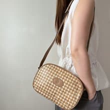 中古正品 Bally 編織皮革斜背包 側背包 淺棕 真皮