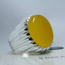 Yellow Yemeni Aqeeq Ring Akik Agate Aqiq Sterling Silver Shia Ring Mens Jewelry