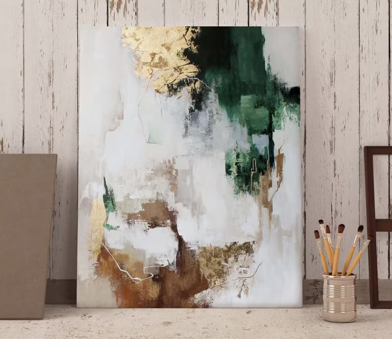 Green Gold Painting |  Green Gold Abstract | Green Wall Art | Green Flux 2