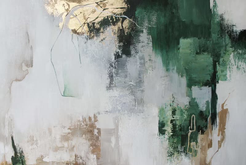 Green Gold Painting |  Green Gold Abstract | Green Wall Art | Green Flux 2