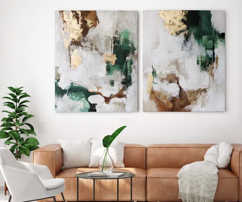 Green Gold Painting |  Green Gold Abstract | Green Wall Art | Green Flux 2
