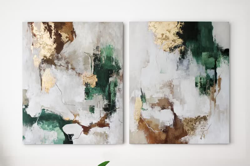 Green Gold Painting |  Green Gold Abstract | Green Wall Art | Green Flux 2