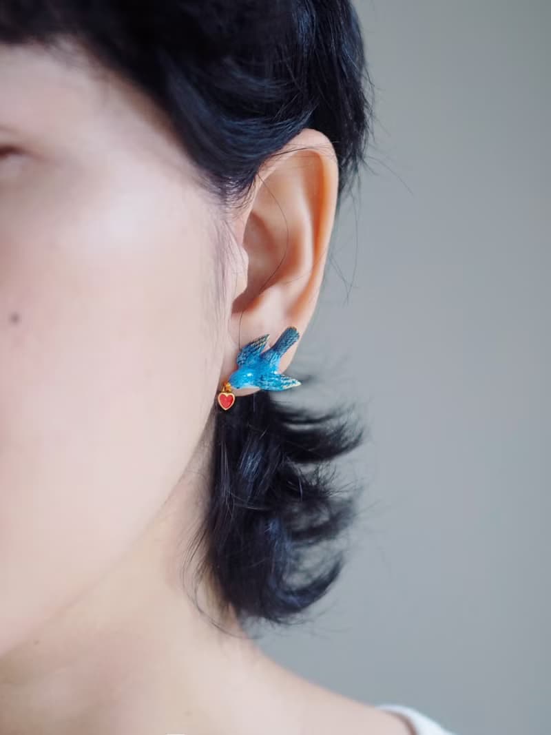 Mother Bird Earrings Asymmetrical earrings Delicate dainty earrings