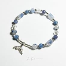 藍鯨詠詩-藍線石.藍晶石.丹泉石-純銀設計手鍊