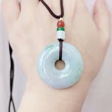 【親翠】天然翡翠 冰飄綠大聖誕厚甜甜圈平安釦 | 聖誕交換禮
