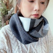 灰黑大格子藍條紋  刷毛圍脖 圍巾