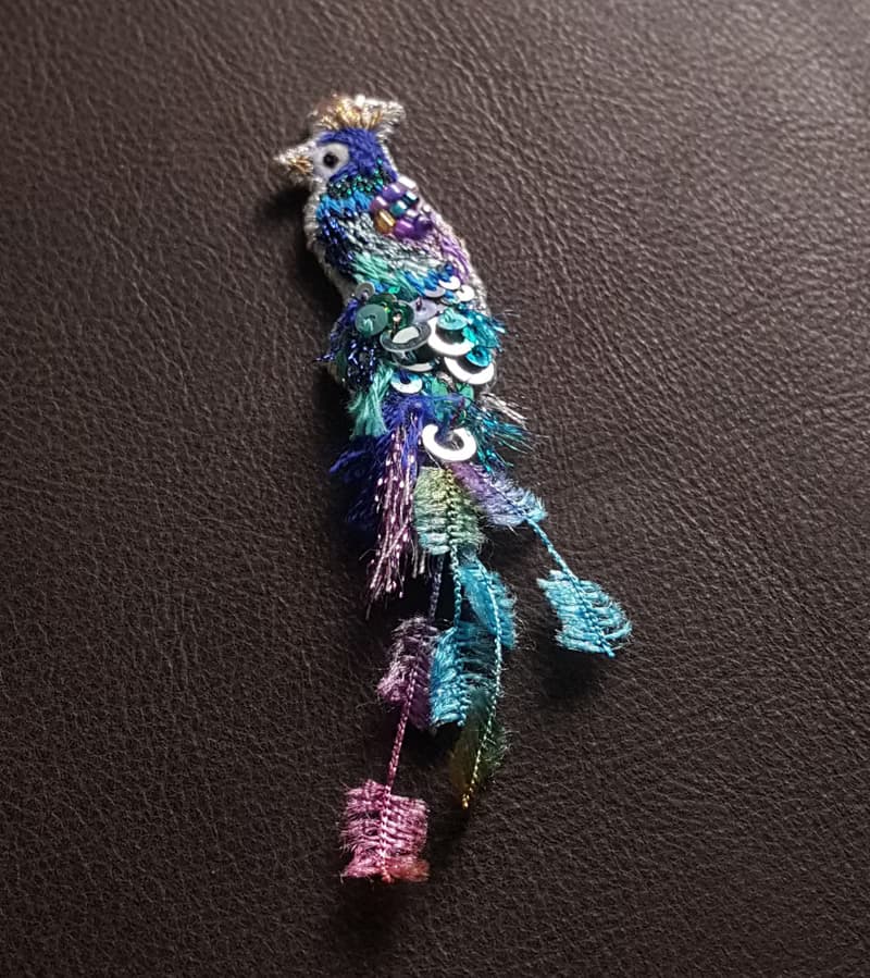 後樂園【飛鳥系列】孔雀 - 刺繡耳環