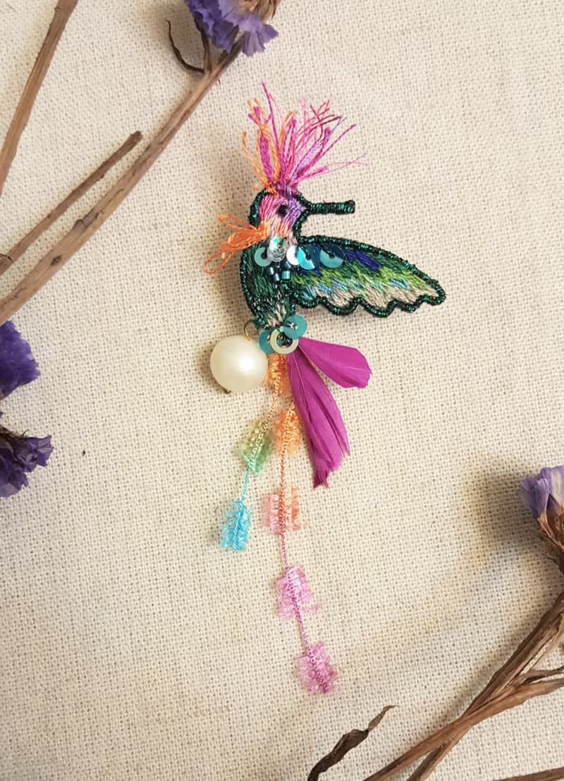 後樂園【飛鳥系列】孔雀 - 刺繡耳環