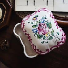 1950年 法國 strasbourg 手工陶瓷飾品盒