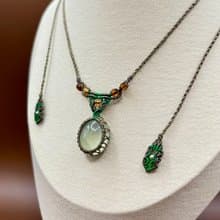 葡萄石/捷克珠編織項鍊