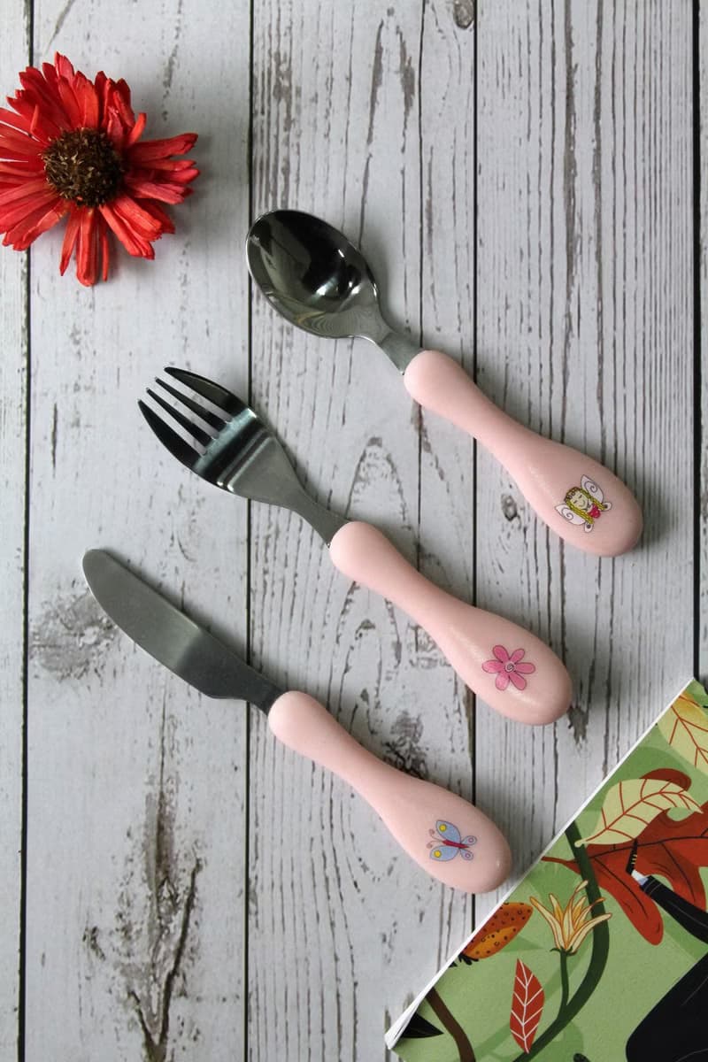 英國Rayware可愛花仙子圖案兒童用安全不銹鋼刀叉湯匙餐具組