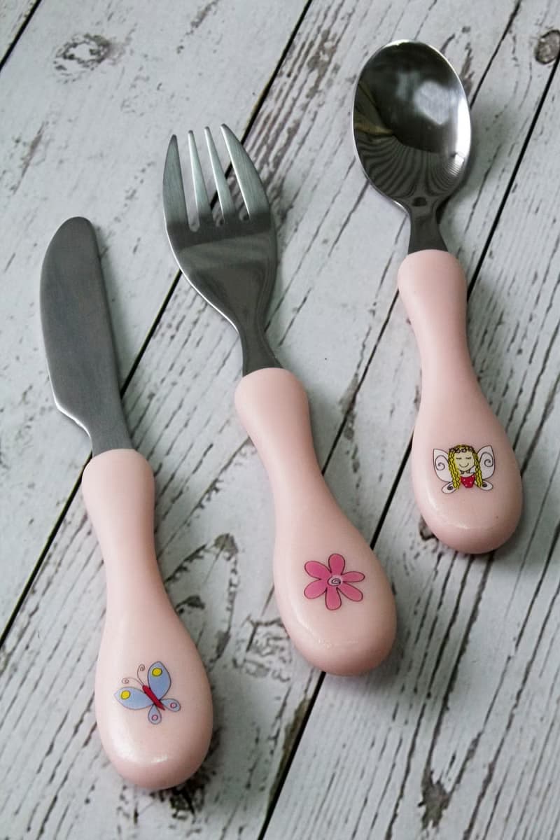 英國Rayware可愛花仙子圖案兒童用安全不銹鋼刀叉湯匙餐具組