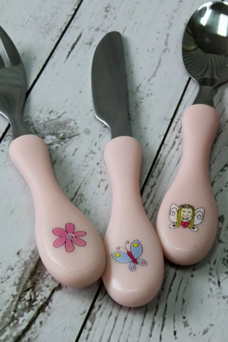 英國Rayware可愛花仙子圖案兒童用安全不銹鋼刀叉湯匙餐具組