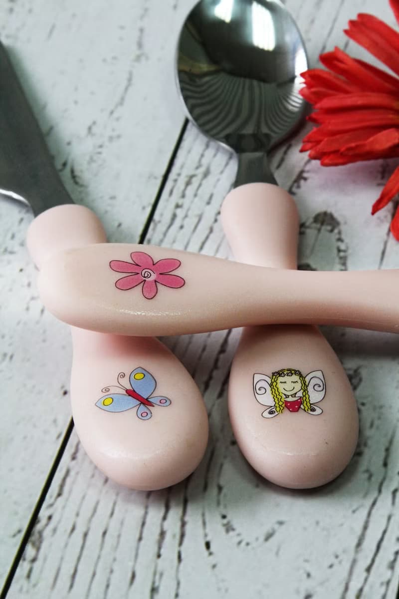 英國Rayware可愛花仙子圖案兒童用安全不銹鋼刀叉湯匙餐具組