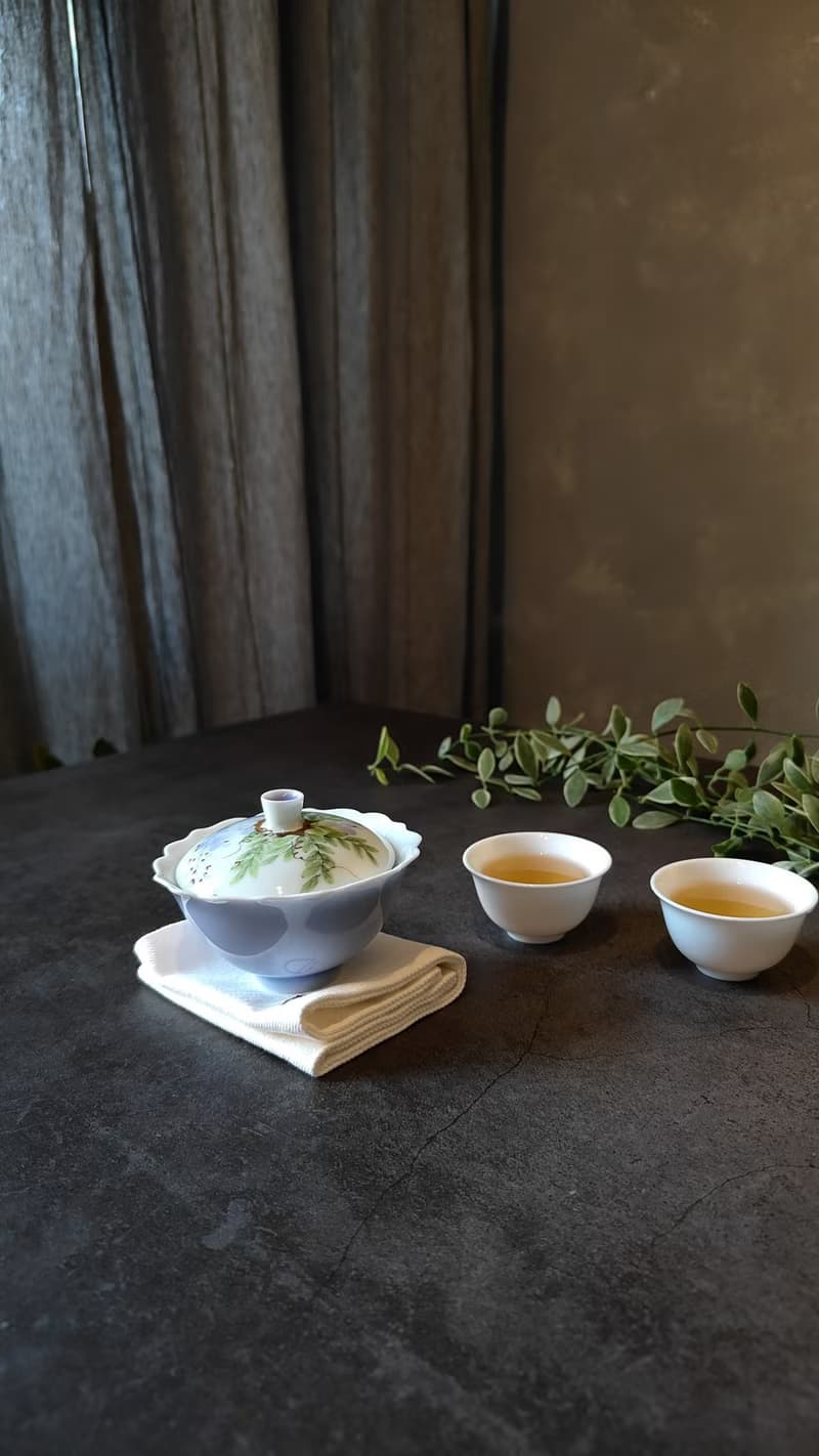 手繪紫陽花蓋碗 年節禮盒
