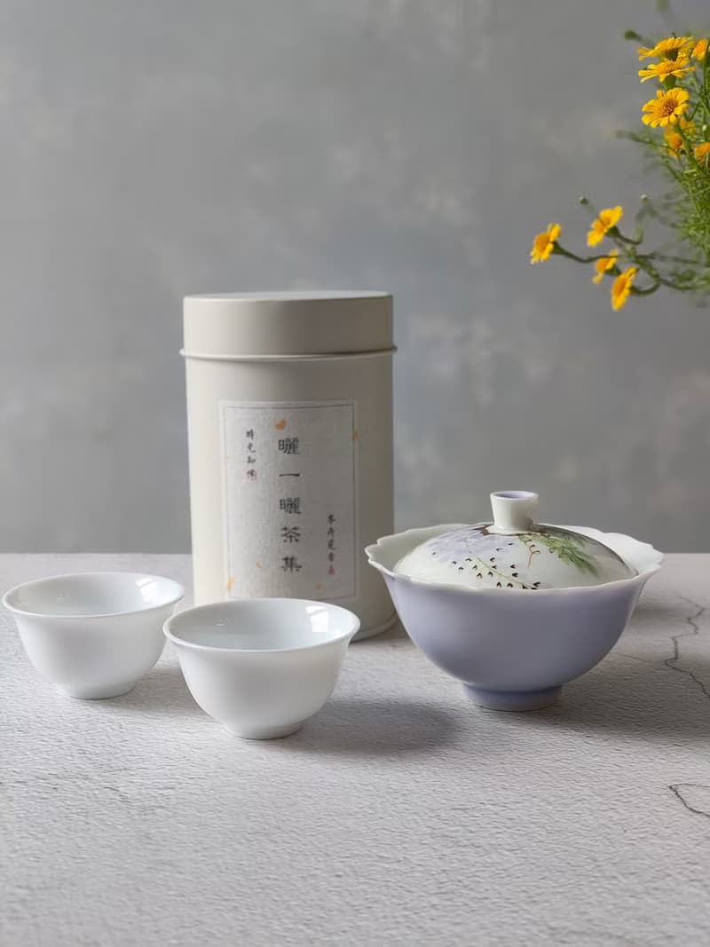 手繪紫陽花蓋碗 年節禮盒
