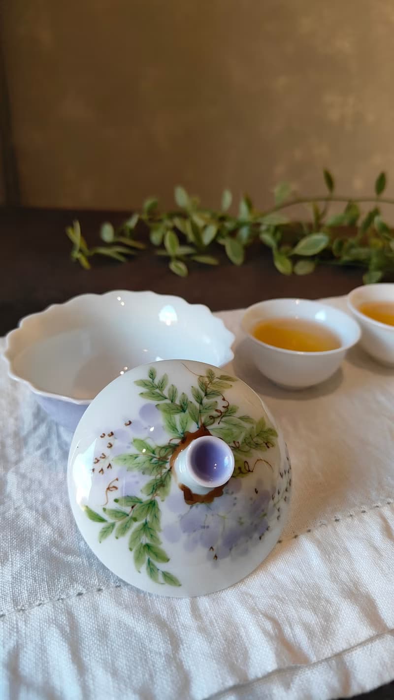 手繪紫陽花蓋碗 年節禮盒