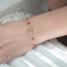 玫瑰之心 14kgf 天然紅寶石簡約手鍊(紅玫瑰)