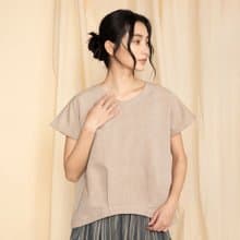 手織布_風翔花苞法袖上衣_澄日