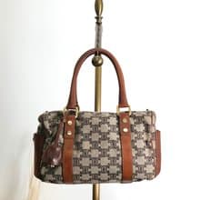 【 日本直送　名牌中古包 】CELINE セリーヌ ブラゾン ハンドバッグ ベージュ キャンバス ミニボストン vintage ヴィンテージ ypu3vy