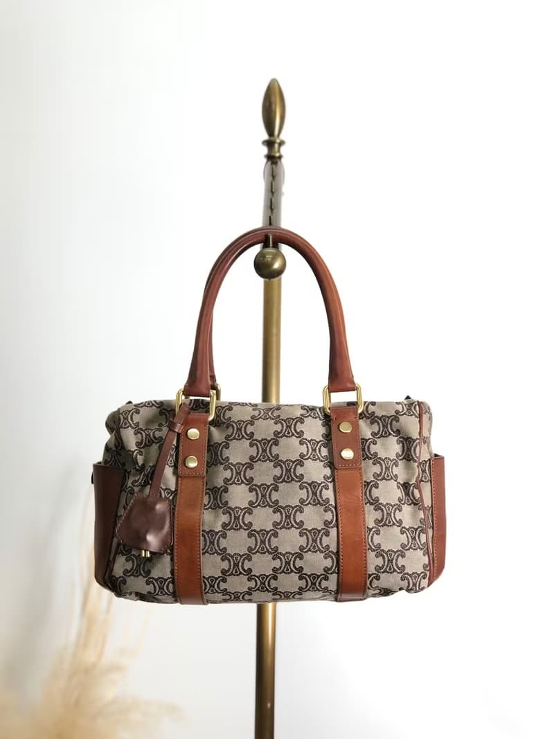 【 日本直送　名牌中古包 】CELINE セリーヌ ブラゾン ハンドバッグ ベージュ キャンバス ミニボストン vintage ヴィンテージ ypu3vy