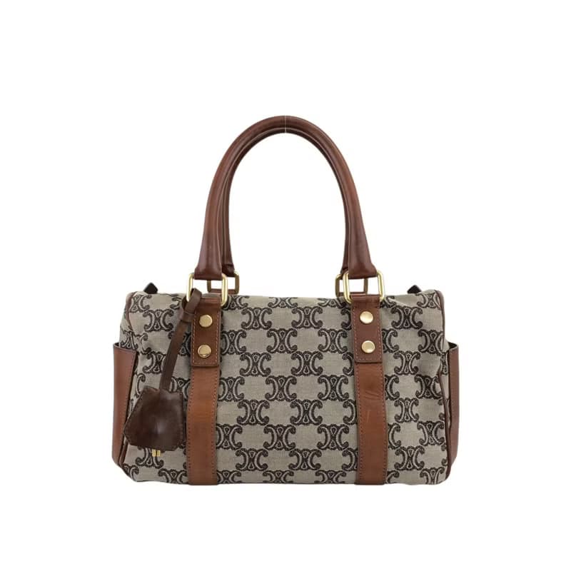 【 日本直送　名牌中古包 】CELINE セリーヌ ブラゾン ハンドバッグ ベージュ キャンバス ミニボストン vintage ヴィンテージ ypu3vy