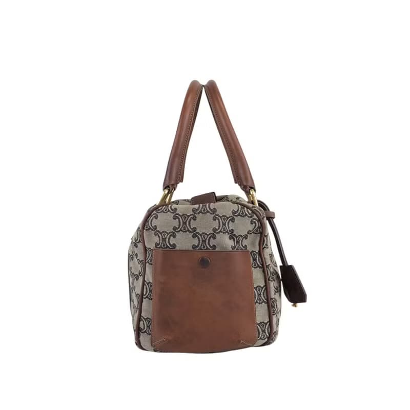 【 日本直送　名牌中古包 】CELINE セリーヌ ブラゾン ハンドバッグ ベージュ キャンバス ミニボストン vintage ヴィンテージ ypu3vy