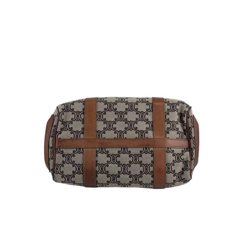 【 日本直送　名牌中古包 】CELINE セリーヌ ブラゾン ハンドバッグ ベージュ キャンバス ミニボストン vintage ヴィンテージ ypu3vy