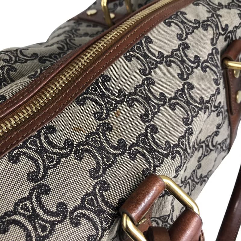 【 日本直送　名牌中古包 】CELINE セリーヌ ブラゾン ハンドバッグ ベージュ キャンバス ミニボストン vintage ヴィンテージ ypu3vy