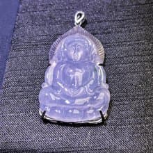 冰種翡翠觀音菩薩項鍊 925純銀 | 天然緬甸玉翡翠A貨 | 送禮
